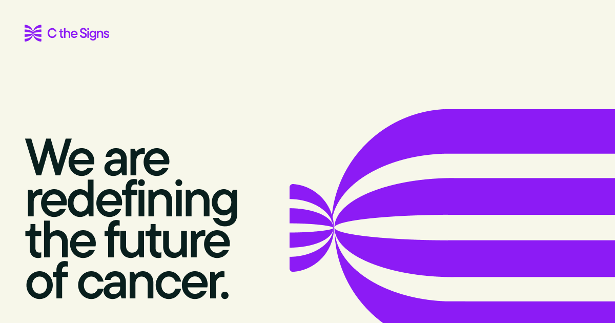 C the signs logo and slogan "we are redefining the future of cancer"