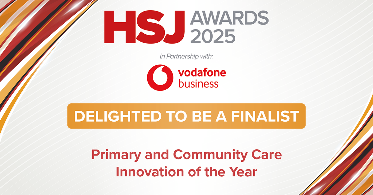 Poster which states the entry is a finalist for the primary and community care innovation of the year award